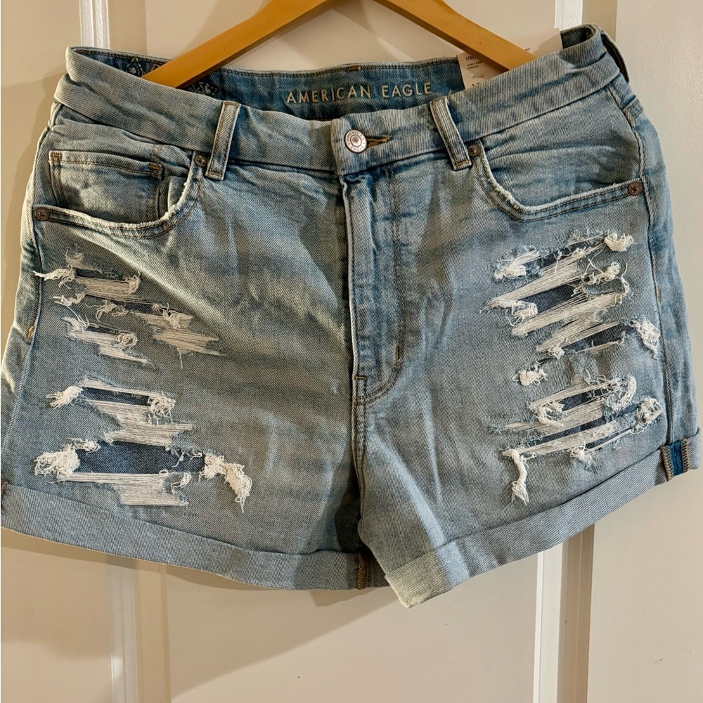 American Eagle Outfitters Ripped Light Blue Jean Shorts